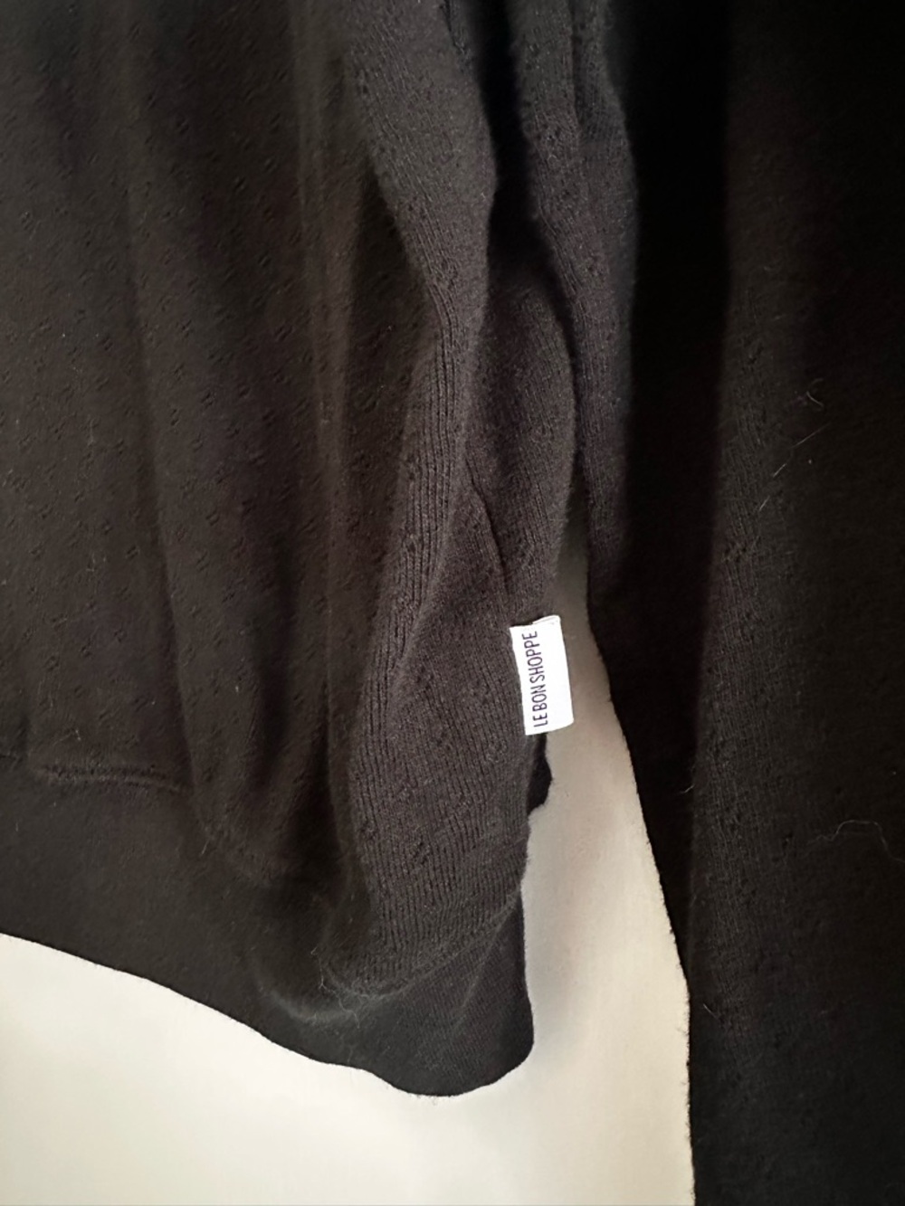 Le Bon Shoppe Black Pointelle Crewneck Sweatshirt - Picture 5 of 13